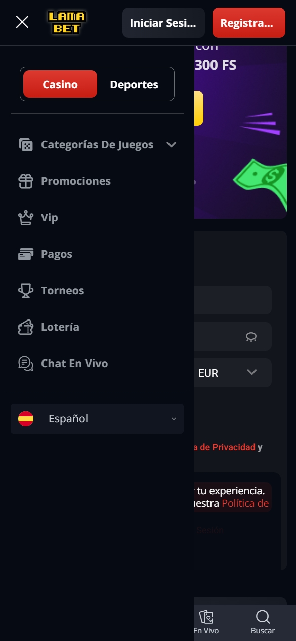Menú principal & navegación rápida